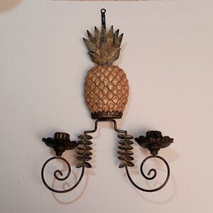 Vintage Metal with Resin Pineapple, Wall Candle Sconce
